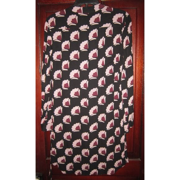 Ann Taylor Loft S Tunic Dress Popover Floral Print Pockets Rayon Tie Belt V-neck - Picture 3 of 4